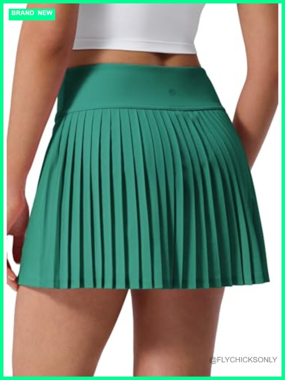 High Waisted Pleated Back Tennis Skort with Built-in Shorts & Pockets